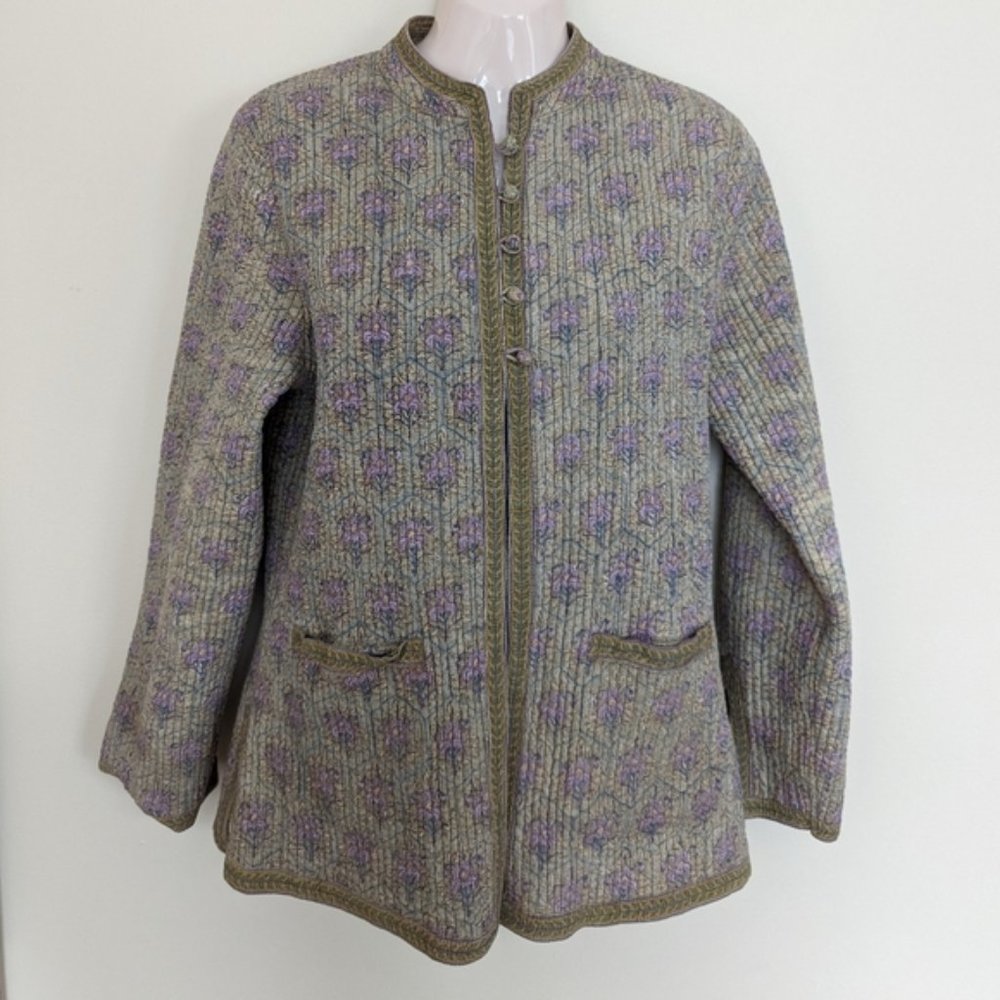Reversible QUILTED jacket boho print womens Large